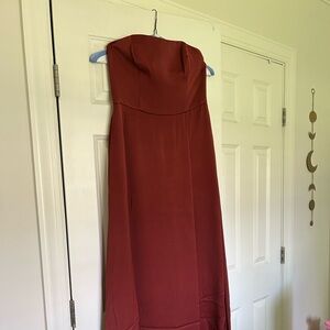 David’s bridal bridesmaid dress, strapless, cinnamon. size 10, altered to sise 8